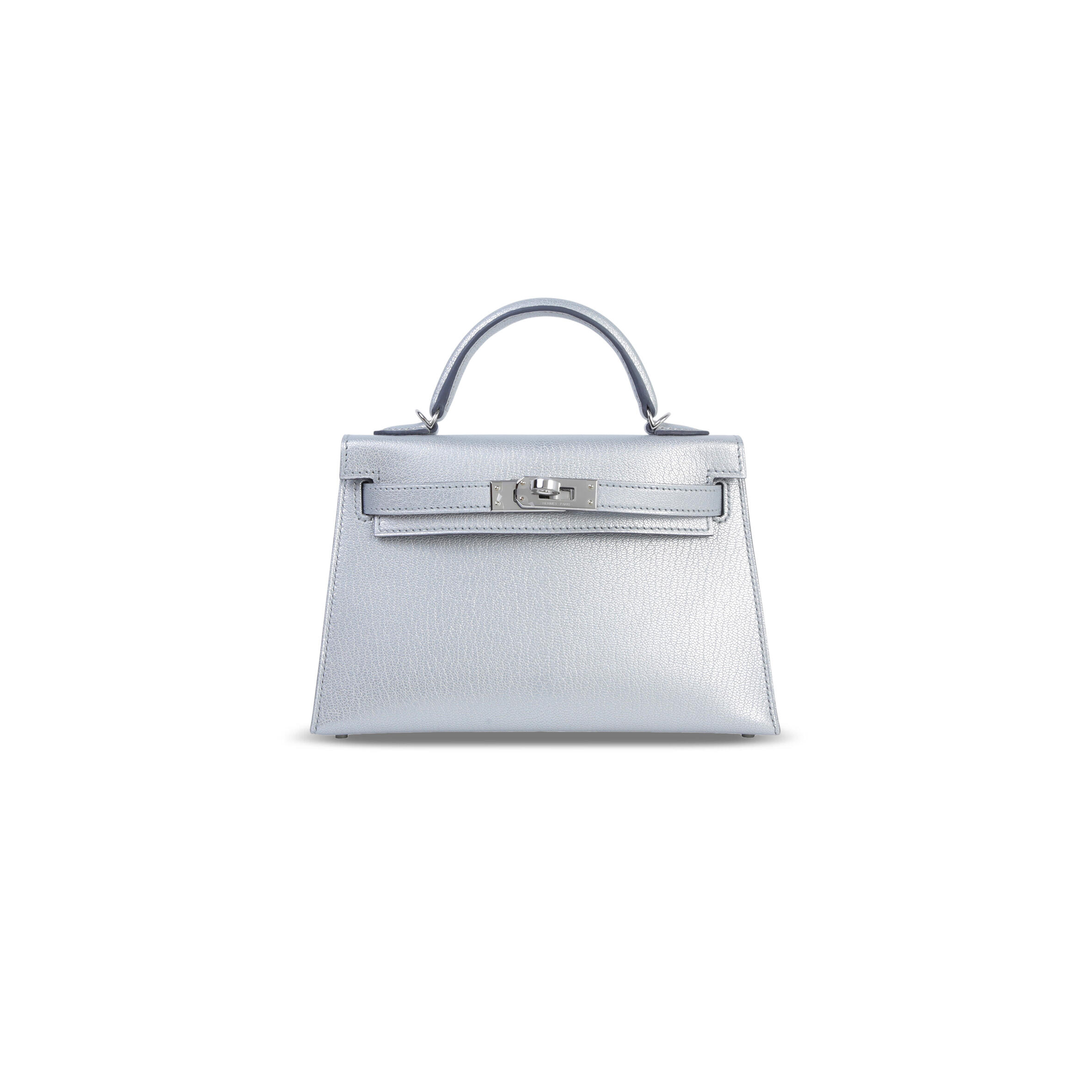H**me5 mini kelly silver metallic argent chamkila palladium hardware (19*12*5.5cm)